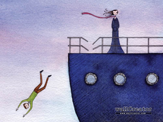 Woman boat man falling person free wallpaper for desktop - medium preview image