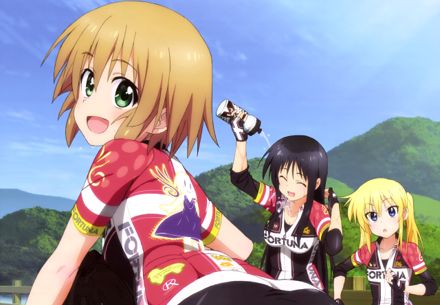 Anime girls mountain range trees free wallpaper for desktop - medium preview image