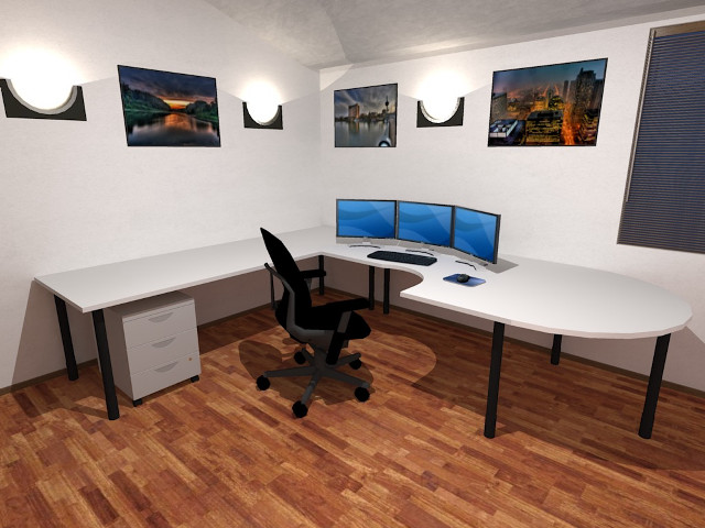 Computer desk room wooden floors free wallpaper for desktop - medium preview image