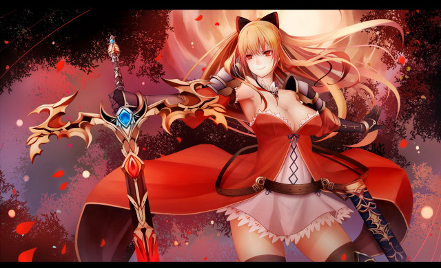 Woman red dress sword red #7 free wallpaper for desktop - medium preview image