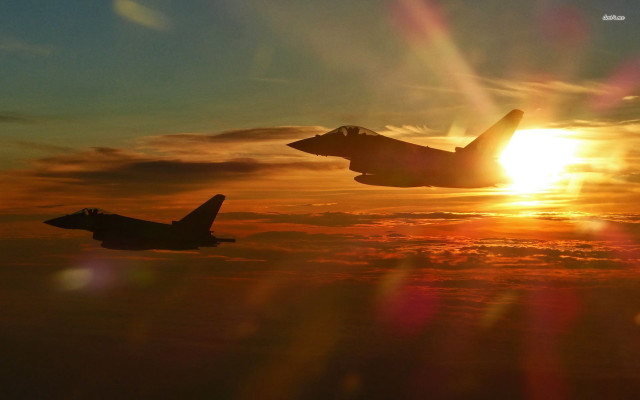 Planes flying sky sunset sunrise free wallpaper for desktop - medium preview image