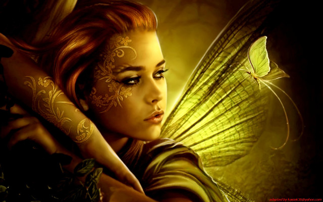 Woman butterfly face arm beauty free wallpaper for desktop - medium preview image