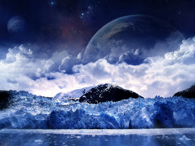 Iceberg ocean mountain range moon free wallpaper for desktop - medium preview image