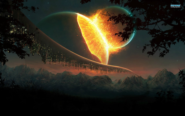 Planet ring of fire city free wallpaper for desktop - medium preview image