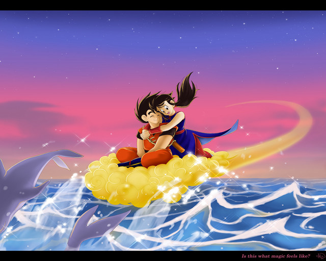 Couple banana boat ocean dolphins free wallpaper for desktop - medium preview image