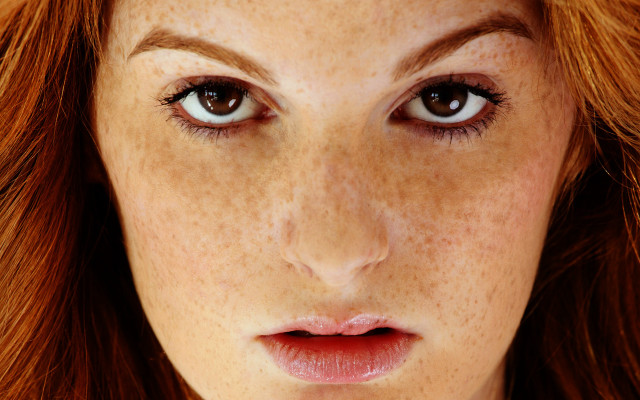 Freckled woman closeup hyperrealism eye free wallpaper for desktop - medium preview image