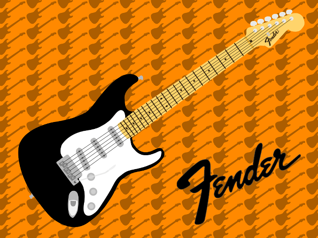 Guitar black white yellow black free wallpaper for desktop - medium preview image
