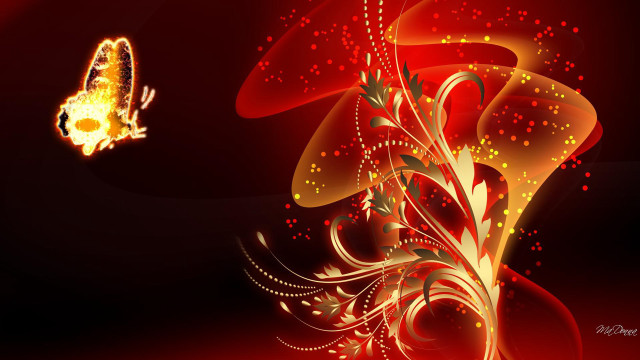 Red yellow fracta butterfly flower free wallpaper for desktop - medium preview image