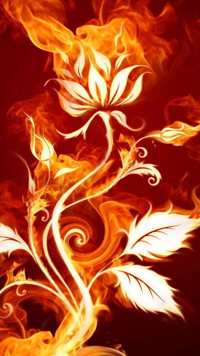 Fire flower swirls leaves battle free wallpaper for mobile - medium preview image
