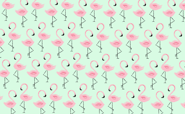 Pink flamingo pattern green background free wallpaper for desktop - medium preview image