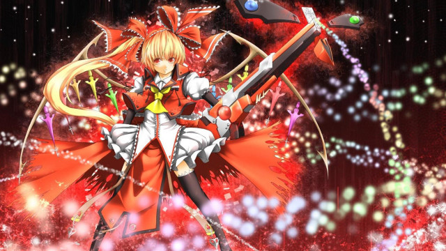 Anime character sword red dress free wallpaper for desktop - medium preview image