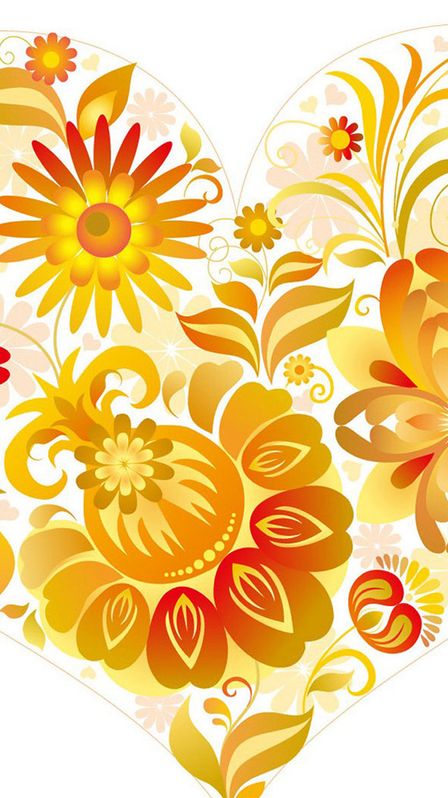 Heart floral arrangement colorful illustration free wallpaper for mobile - medium preview image