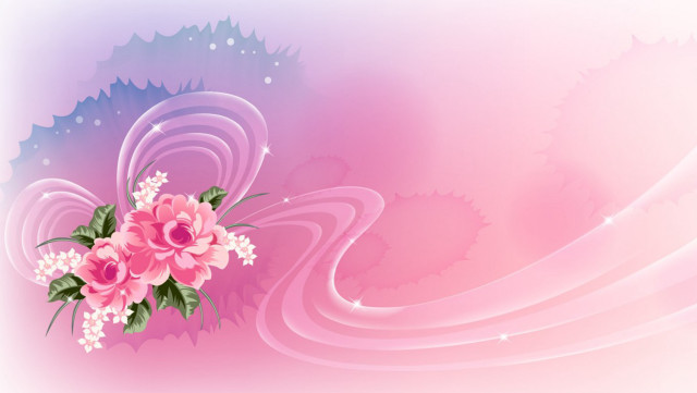 Pink background flowers swirls side free wallpaper for desktop - medium preview image