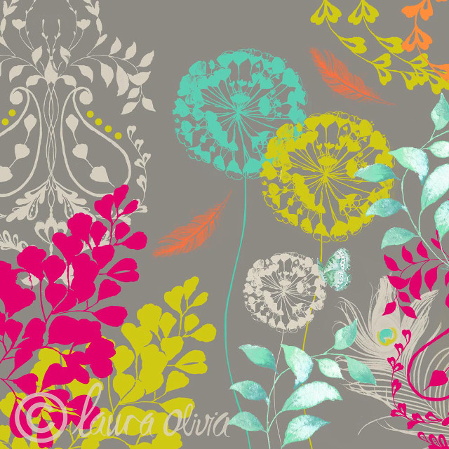 Colorful flower pattern gray background free wallpaper for tablet - medium preview image