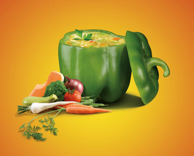 Green pepper soup vegetables yellow free wallpaper for desktop - medium preview image
