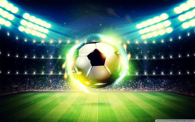 Soccer ball flying stadium field #2 free wallpaper for desktop - medium preview image