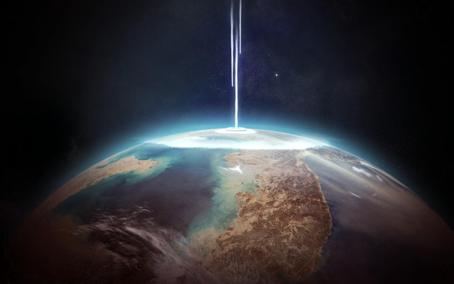 Space station beam earth horizon free wallpaper for desktop - medium preview image