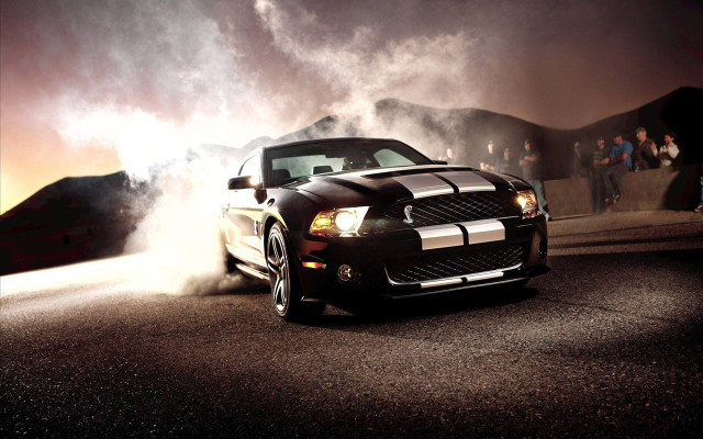 Mustang smoking night people watching free wallpaper for desktop - medium preview image
