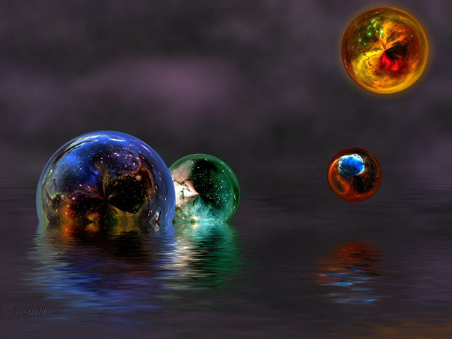 Floating balls water dark background free wallpaper for desktop - medium preview image