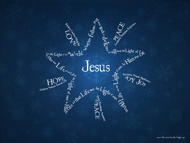 Snowflake jesus mosaic snowflakes blue free wallpaper for desktop - medium preview image