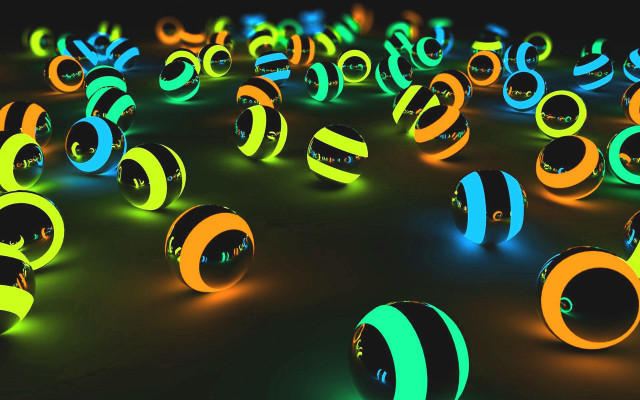 Glowing balls black background white free wallpaper for desktop - medium preview image