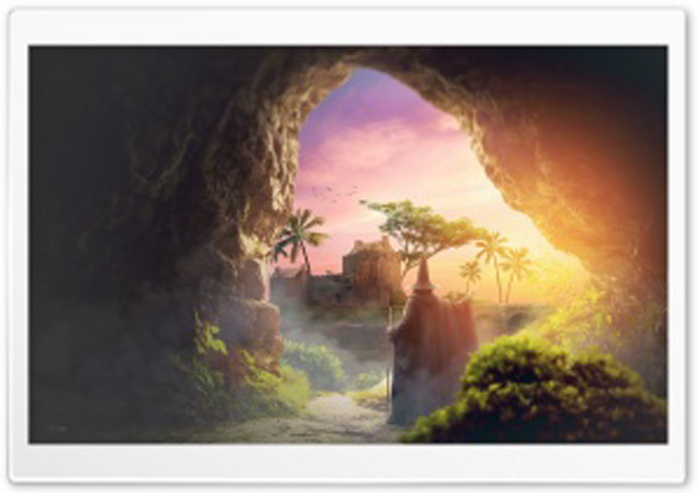 Cave man woman doorway looking free wallpaper for desktop - medium preview image
