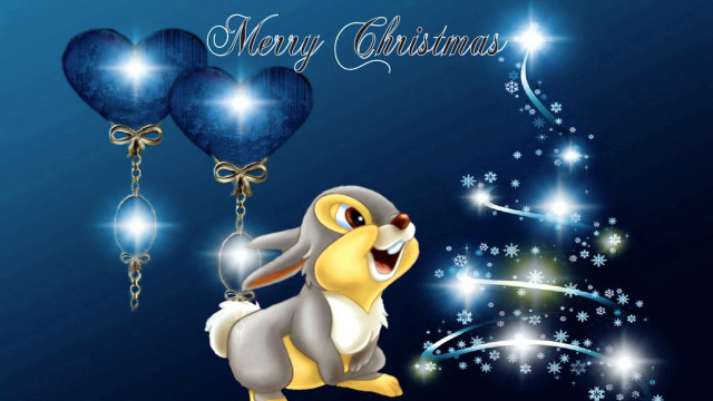 Cartoon character balloons merry christmas free wallpaper for desktop - medium preview image