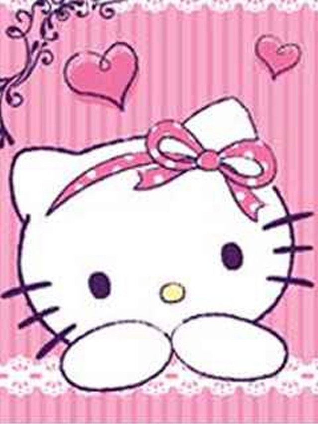 Hello kitty hearts bow pink free wallpaper for mobile - medium preview image