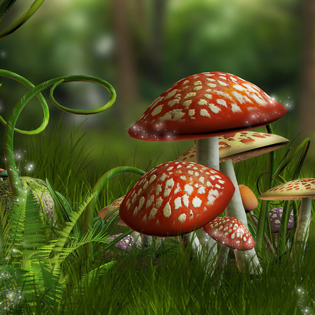 Mushrooms forest grass trees nature free wallpaper for tablet - medium preview image