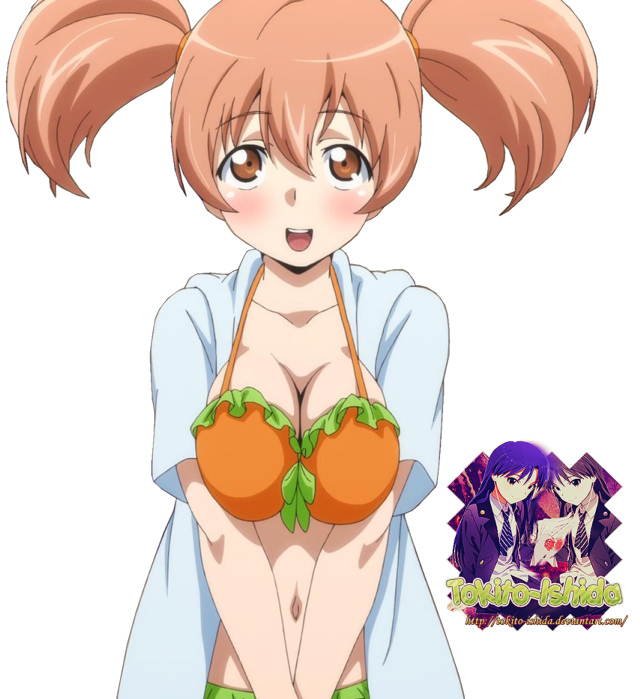 Woman orange bikini black background free wallpaper for tablet - medium preview image