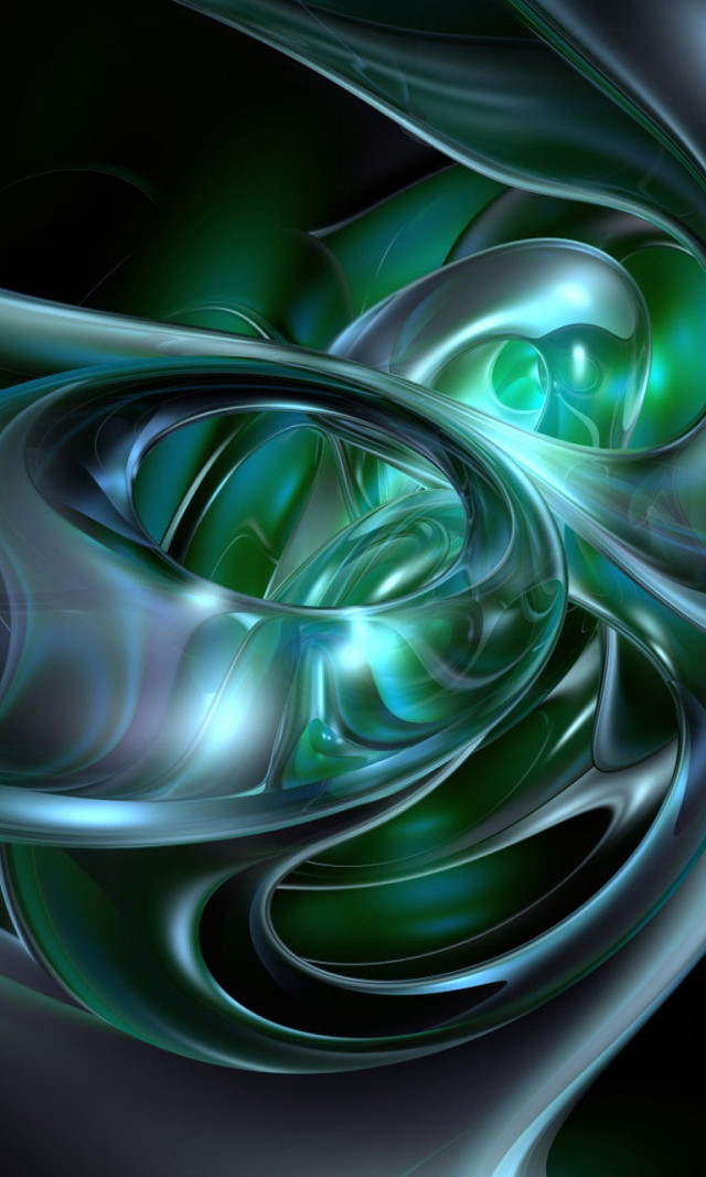 Green blue swirls abstract fractals free wallpaper for mobile - medium preview image