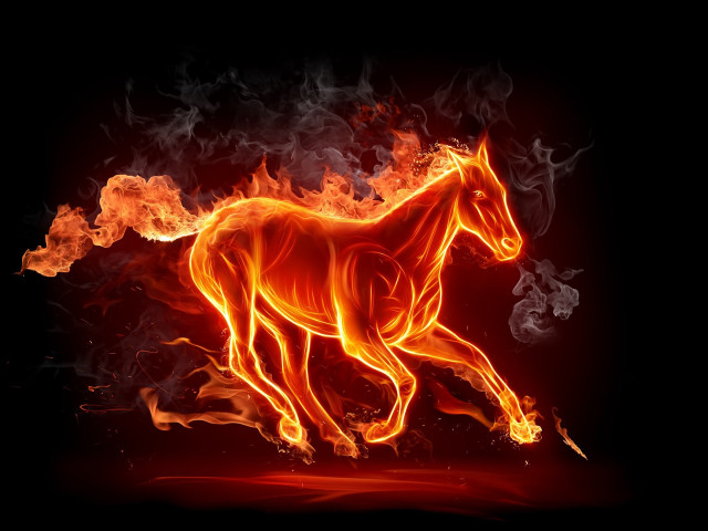 Horse running fire field flames #5 free wallpaper for desktop - medium preview image