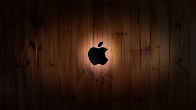 Wooden wall apple logo light #2 free wallpaper for desktop - medium preview image