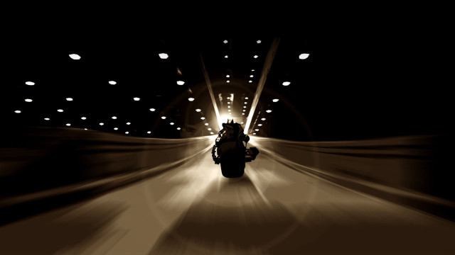Motorcycle night ride dark street free wallpaper for desktop - medium preview image