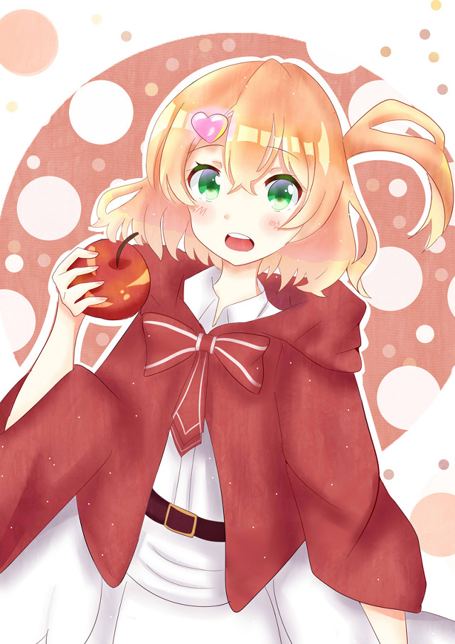 Girl red cape apple pink free wallpaper for mobile - medium preview image