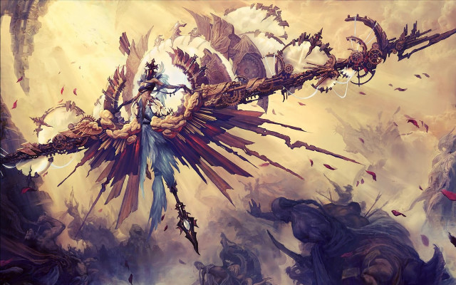 Bird water background foreground painting free wallpaper for desktop - medium preview image