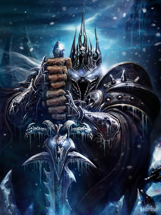 Man sword demon ice painting free wallpaper for mobile - medium preview image