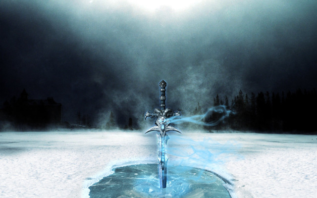 Sword snow sky trees background free wallpaper for desktop - medium preview image