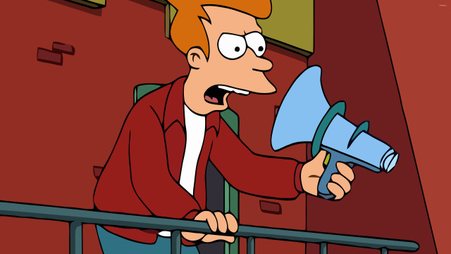 Man holding megaphone yelling surprised free wallpaper for desktop - medium preview image