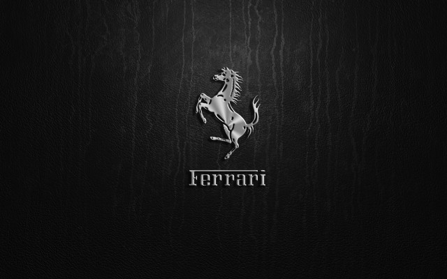 Ferrari logo black background white free wallpaper for desktop - medium preview image
