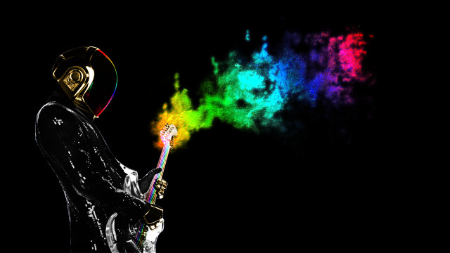 Man black suit rainbow smoke free wallpaper for desktop - medium preview image