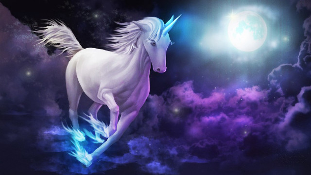 White unicorn running sky full free wallpaper for desktop - medium preview image