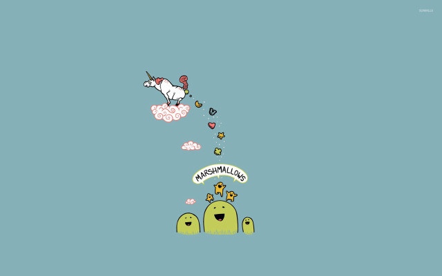 Cartoon unicorn flying castle banners free wallpaper for desktop - medium preview image