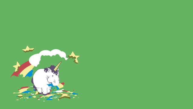 Unicorn rainbow stars green background free wallpaper for desktop - medium preview image