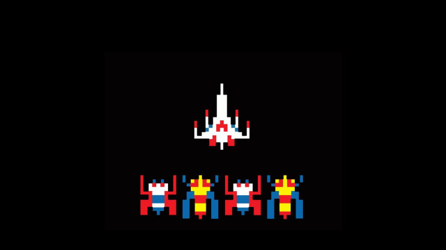 Pixelated characters black background red free wallpaper for desktop - medium preview image