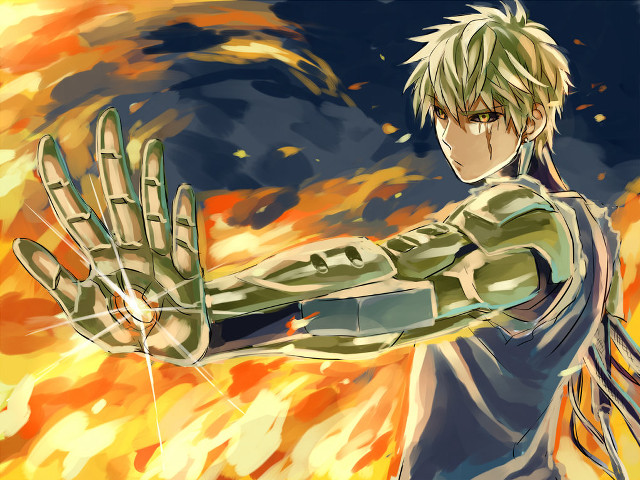 Man fireball flames blonde armor free wallpaper for desktop - medium preview image