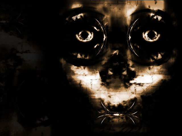 Creepy face big eyes scary free wallpaper for desktop - medium preview image