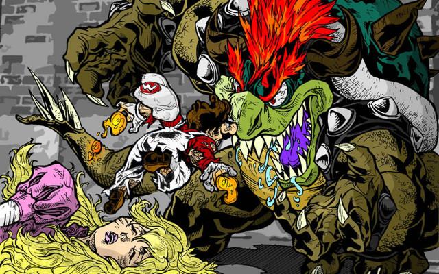 Cartoon monster attack woman knife free wallpaper for desktop - medium preview image