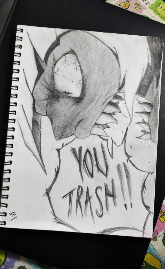 Person hoodie trash notebook drawing free wallpaper for mobile - medium preview image