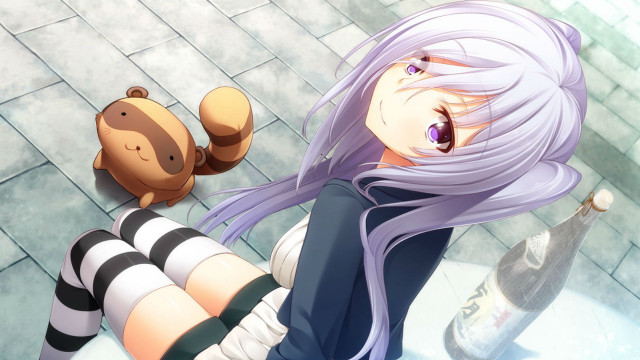 Girl purple hair teddy bear free wallpaper for desktop - medium preview image